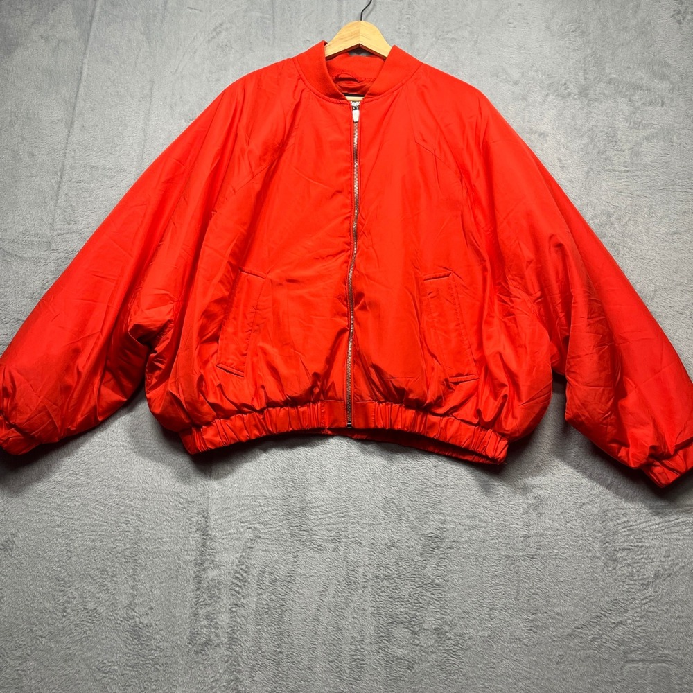 New Look Puffer Cropped Bomber Jacket Womens Orange Oversized Full Zip Slouchy L